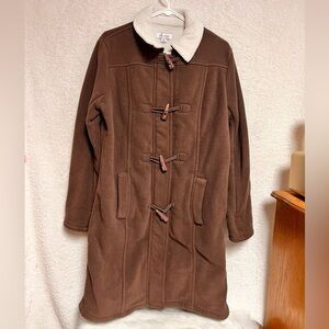 Cozy Brown Toggle Teddy Jacket with Cream Collar